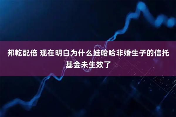 邦乾配倍 现在明白为什么娃哈哈非婚生子的信托基金未生效了