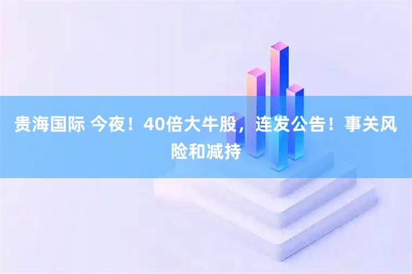 贵海国际 今夜！40倍大牛股，连发公告！事关风险和减持